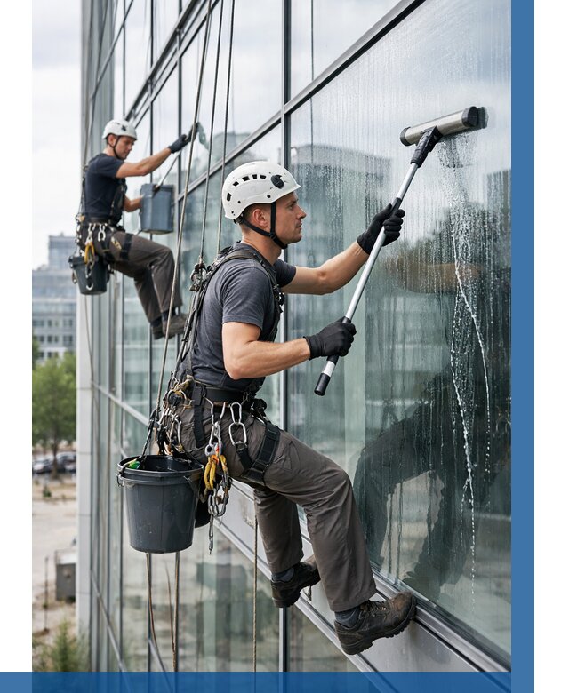 Мойка витражей альпинистами в Ленинске-Кузнецком от 715 р. под ключ|ВЫСОТНИК-Лнн