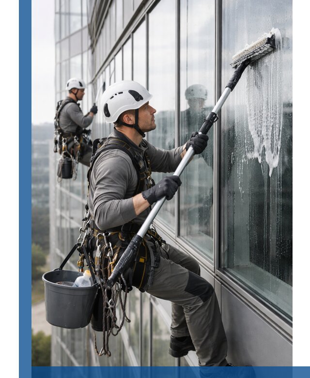 Высотная мойка сплошного остекления с выездом в Ленинске-Кузнецком