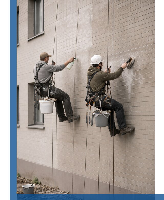 Удаление высолов с фасада зданий в Ленинске-Кузнецком без повреждений и следов