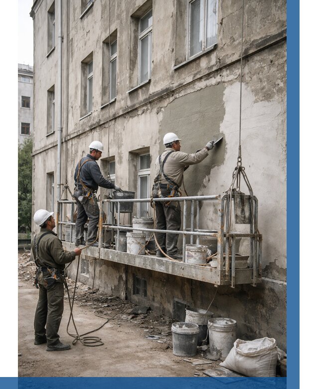 Капитальный ремонт фасада в Ленинске-Кузнецком от 4293 р. | ВЫСОТНИК-Лнн