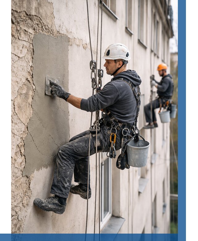 Восстановление штукатурки фасада в Ленинске-Кузнецком от 1227 р. | ВЫСОТНИК-Лнн