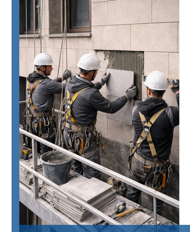 Ремонт облицовки фасада плиткой в Ленинске-Кузнецком с гарантией