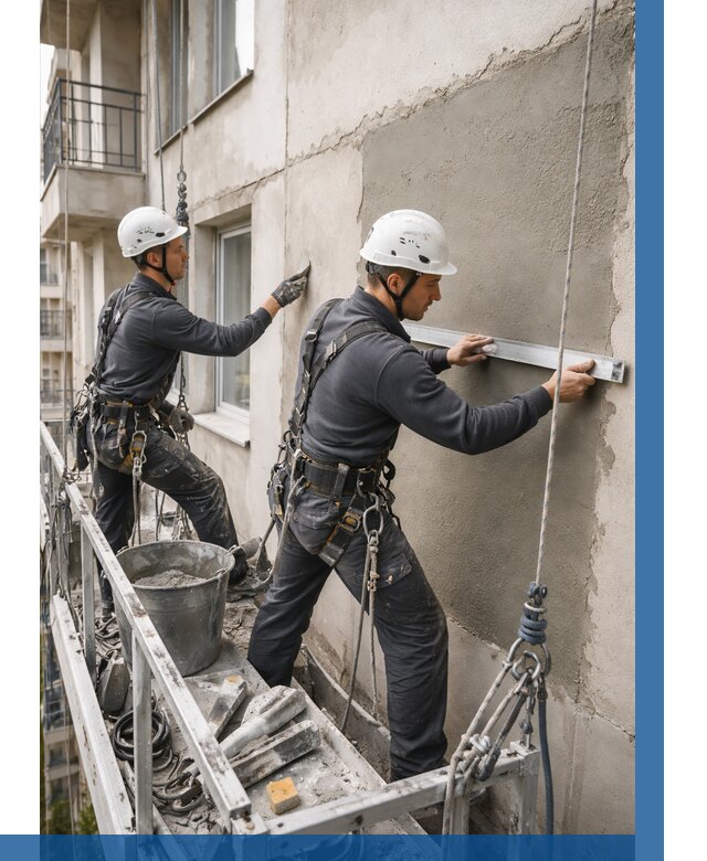 Штукатурка фасада на высоте в Ленинске-Кузнецком от 920 р. | ВЫСОТНИК-Лнн