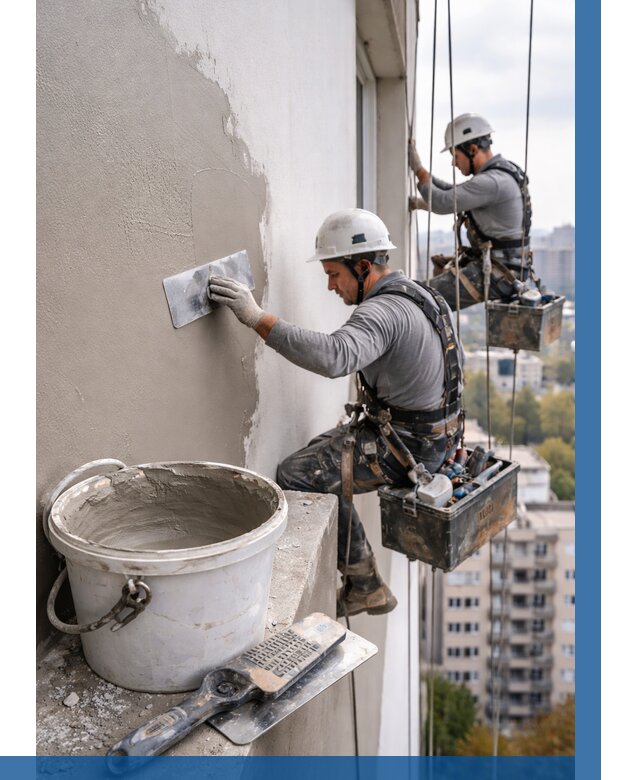 Шпаклевка фасада на высоте в Ленинске-Кузнецком от 715 р. | ВЫСОТНИК-Лнн