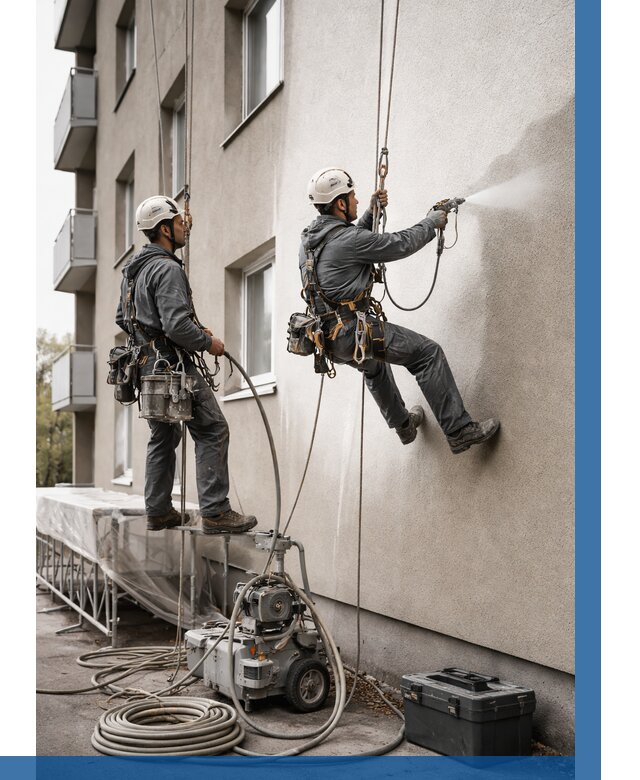 Безвоздушная покраска фасада в Ленинске-Кузнецком от 225 р/м² | ВЫСОТНИК-Лнн