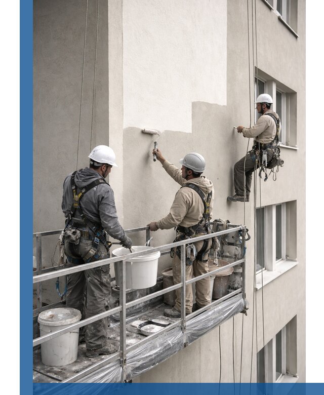 Покраска оштукатуренного фасада в Ленинске-Кузнецком под ключ с гарантией