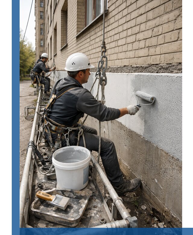 Окраска цоколя здания в Ленинске-Кузнецком профессионально и надежно