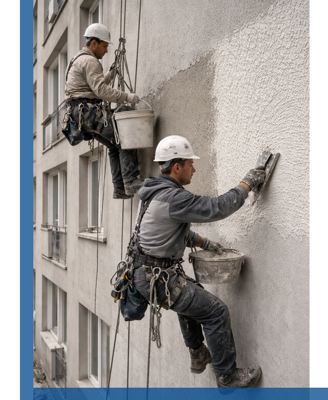 Нанесение декоративной штукатурки короед на фасад в Ленинске-Кузнецком