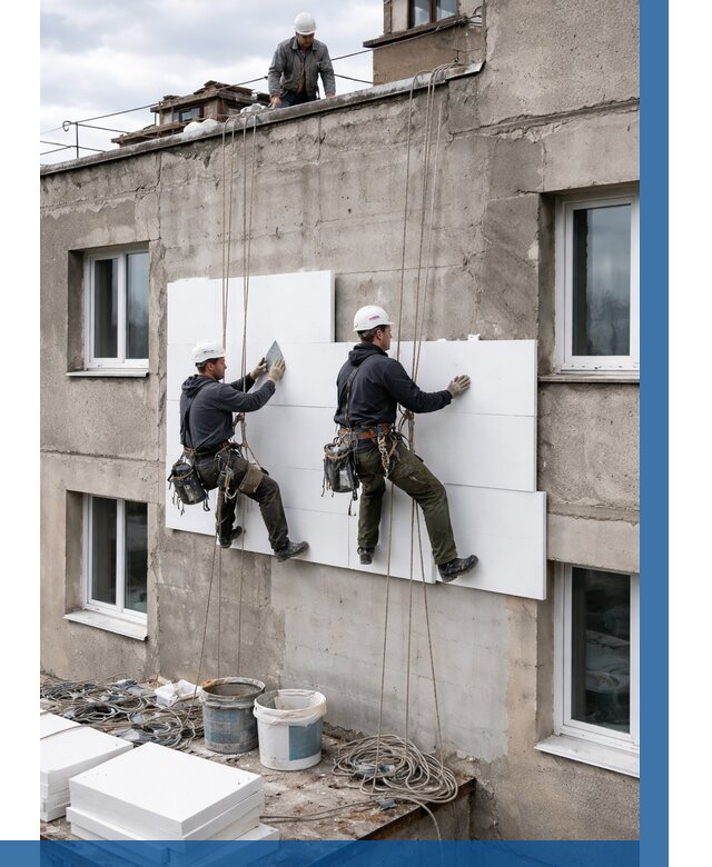 Утепление фасада пенополистиролом в Ленинске-Кузнецком от 1840 р. | ВЫСОТНИК-Лнн