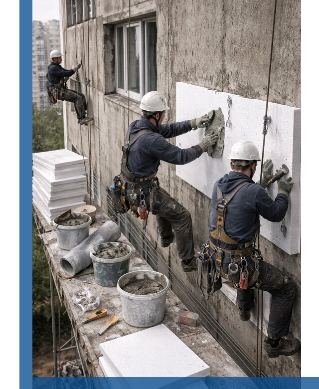 Утепление фасада пенополистиролом в Ленинске-Кузнецком под ключ