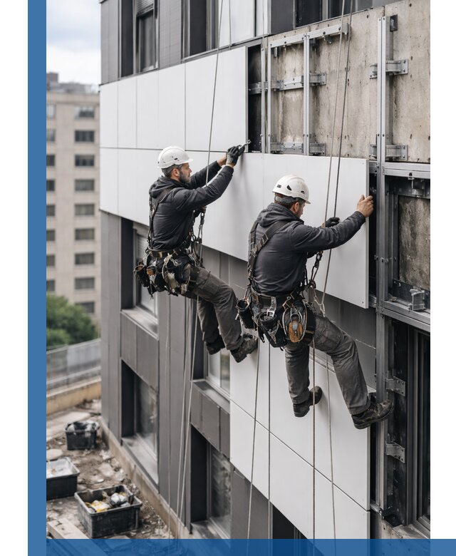 Монтаж композитных панелей фасада в Ленинске-Кузнецком под ключ