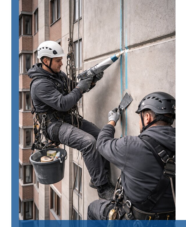 Вторичная герметизация швов фасада и кровли в Ленинске-Кузнецком
