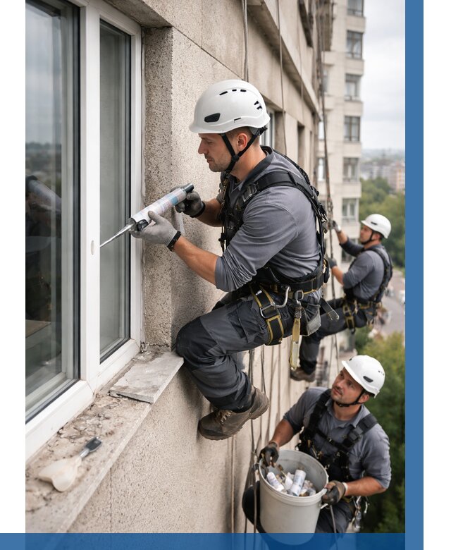 Герметизация оконных швов снаружи в Ленинске-Кузнецком от 1533 р. | ВЫСОТНИК-Лнн