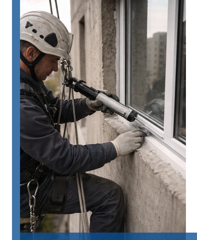 Герметизация оконных швов снаружи в Ленинске-Кузнецком профессионально