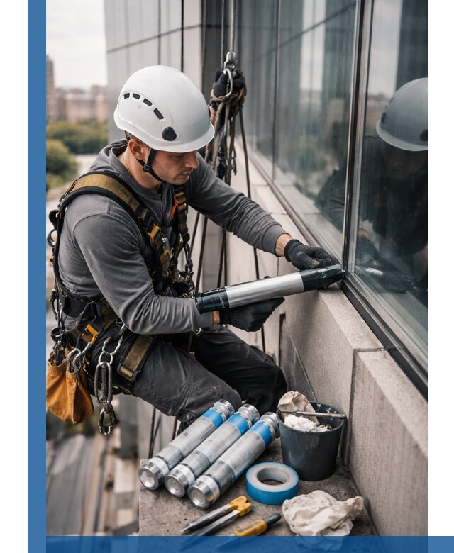 Герметизация стыков витража в Ленинске-Кузнецком для герметичных фасадов