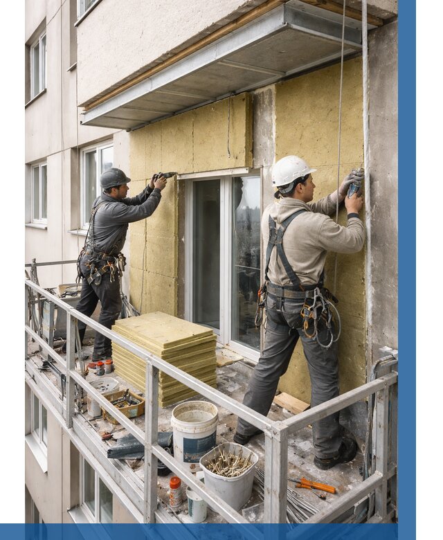 Утепление балкона снаружи в Ленинске-Кузнецком от 1635 р. под ключ ВЫСОТНИК-Лнн