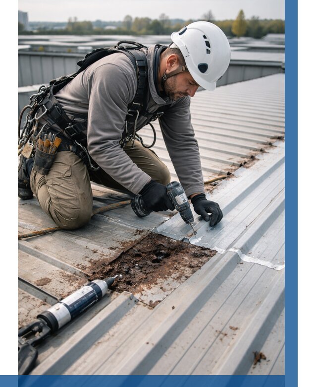 Ремонт профнастила на кровле в Ленинске-Кузнецком от 715 р. | ВЫСОТНИК-Лнн