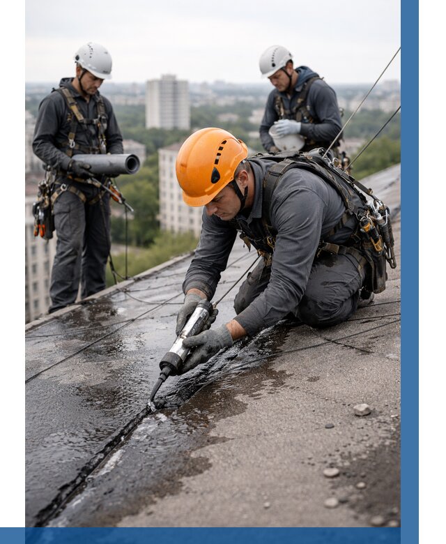 Устранение протечек кровли в Ленинске-Кузнецком от 12265 р. | ВЫСОТНИК-Лнн