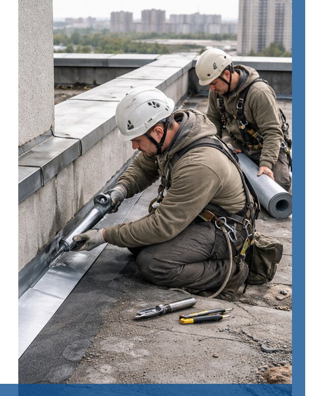 Ремонт кровельных примыканий в Ленинске-Кузнецком от 1227 р. | ВЫСОТНИК-Лнн