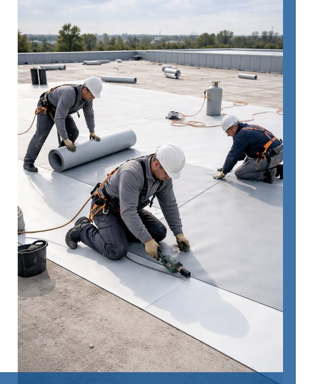 Монтаж мембранной кровли под ключ в Ленинске-Кузнецком от 1227 р. | ВЫСОТНИК-Лнн