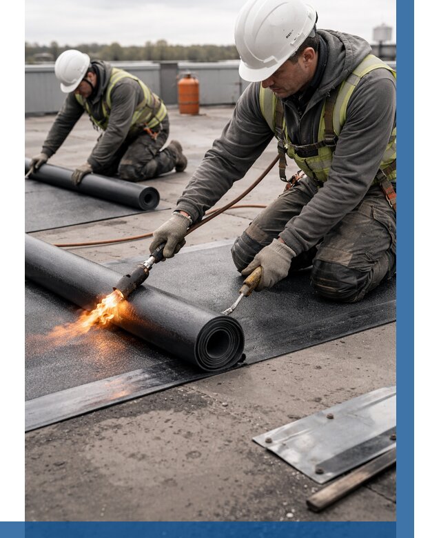 Монтаж наплавляемой кровли в Ленинске-Кузнецком от 869 р. — ВЫСОТНИК-Лнн