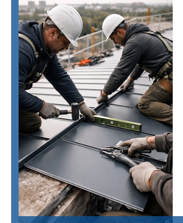 Монтаж фальцевой кровли в Ленинске-Кузнецком для промышленных зданий