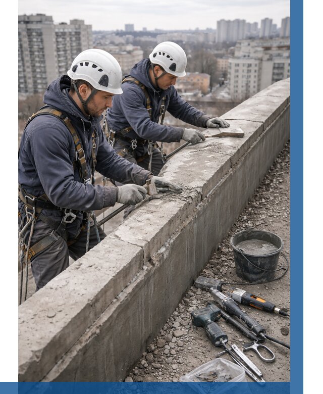 Ремонт парапета на кровле в Ленинске-Кузнецком от 1533 р. | ВЫСОТНИК-Лнн