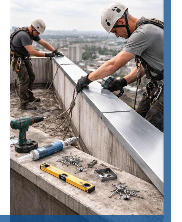 Монтаж парапетных крышек в Ленинске-Кузнецком от 818 р. | ВЫСОТНИК-Лнн