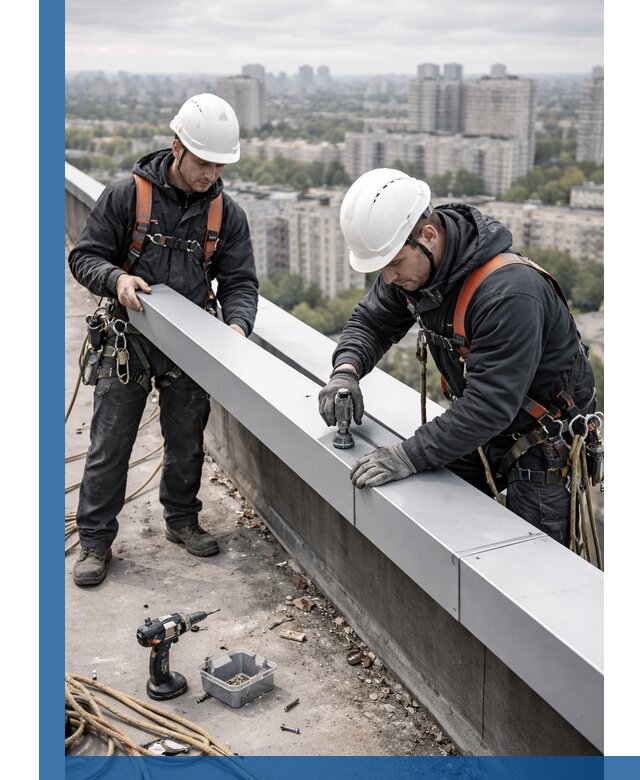 Монтаж парапетных крышек и ограждений кровли в Ленинске-Кузнецком