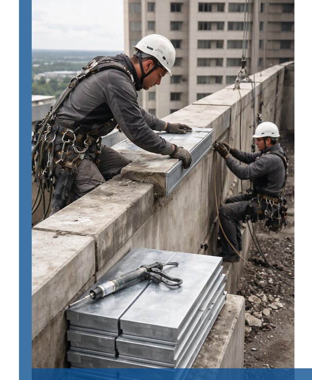 Замена парапетных крышек и установка новых в Ленинске-Кузнецком