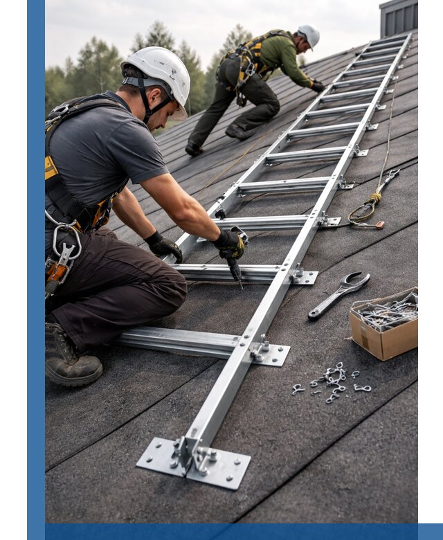 Профессиональный монтаж кровельной лестницы в Ленинске-Кузнецком под ключ