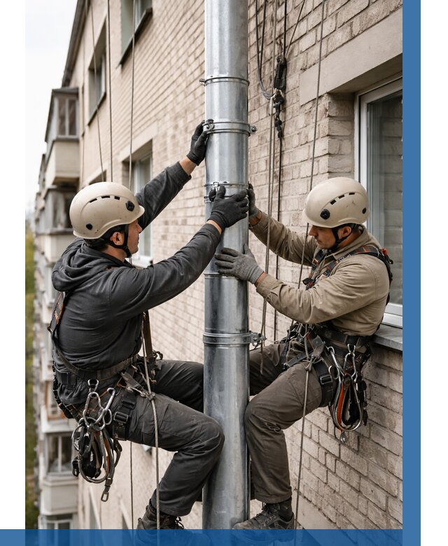 Замена водосточных труб в Ленинске-Кузнецком от 6644 р. | ВЫСОТНИК-Лнн
