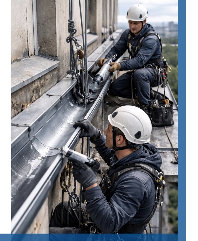 Ремонт водосточных желобов в Ленинске-Кузнецком от 6644 р. | ВЫСОТНИК-Лнн