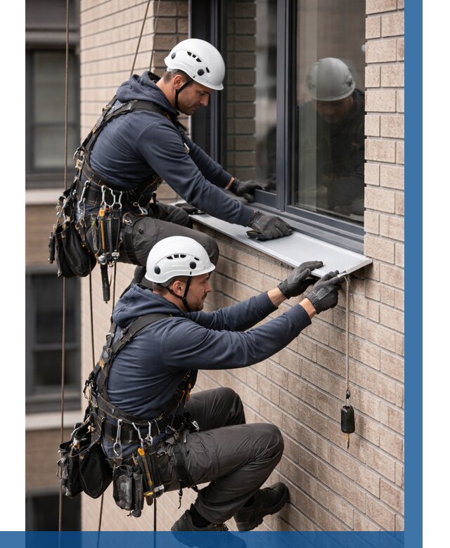 Монтаж оконных отливов под ключ в Ленинске-Кузнецком от 3577 р. | ВЫСОТНИК-Лнн