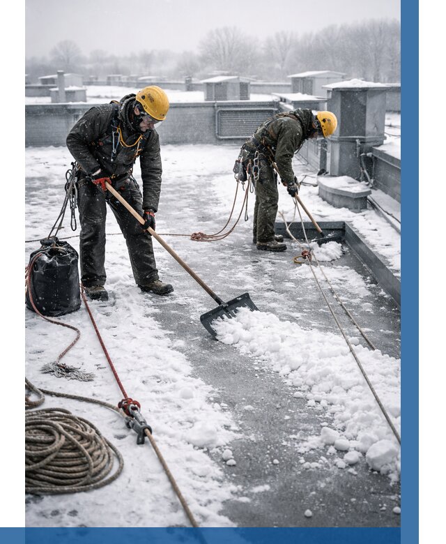 Очистка крыши от снега в Ленинске-Кузнецком от 7666 р. | ВЫСОТНИК-Лнн