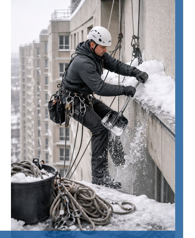 Очистка карнизов от снега в Ленинске-Кузнецком от 307 р. | ВЫСОТНИК-Лнн