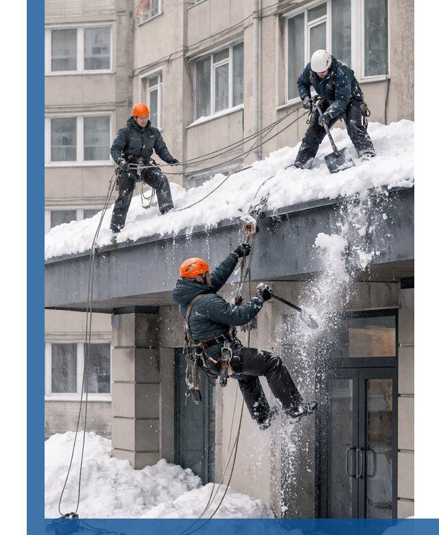 Безопасная очистка навесов от снега в Ленинске-Кузнецком круглогодично