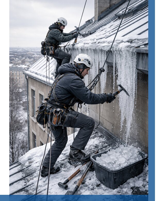 Удаление наледи с кровли в Ленинске-Кузнецком от 5622 р. | ВЫСОТНИК-Лнн