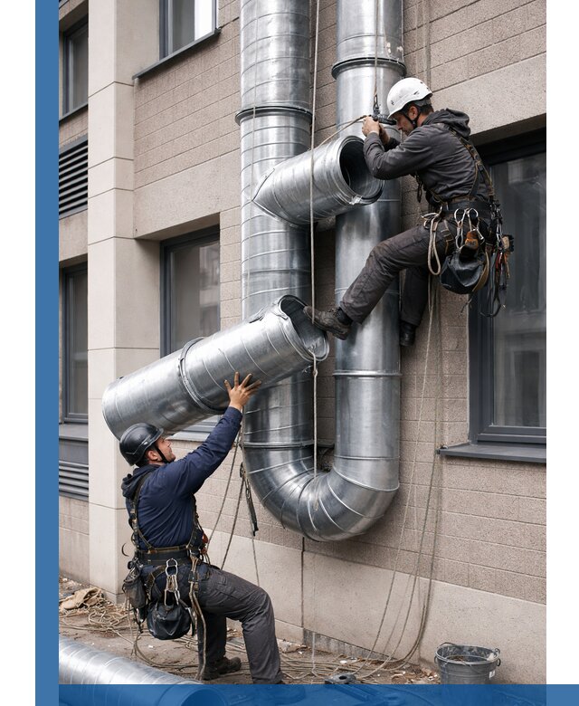 Монтаж фасадных воздуховодов в Ленинске-Кузнецком с герметизацией и крепежом