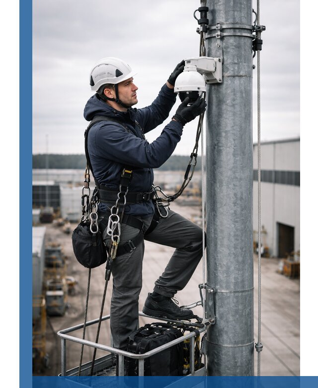 Профессиональная установка видеокамер на мачте в Ленинске-Кузнецком