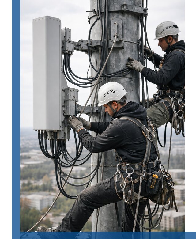 Монтаж оборудования связи на мачте в Ленинске-Кузнецком с пусконаладкой