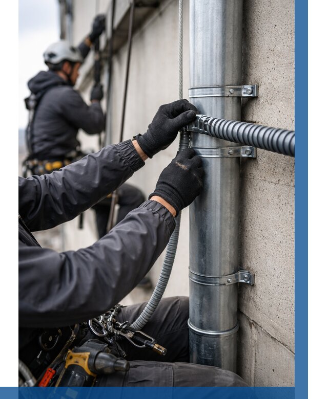 Монтаж гофры для кабеля в Ленинске-Кузнецком от 307 р. | ВЫСОТНИК-Лнн