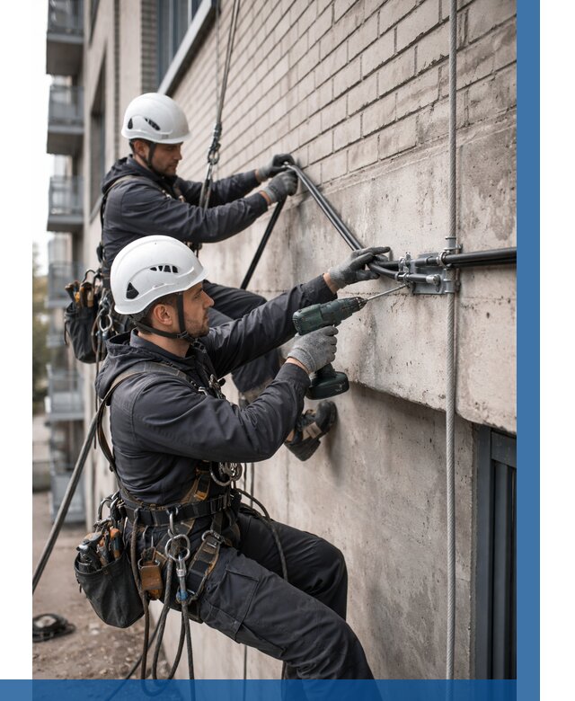 Крепление кабеля на фасаде в Ленинске-Кузнецком от 358 р. | ВЫСОТНИК-Лнн