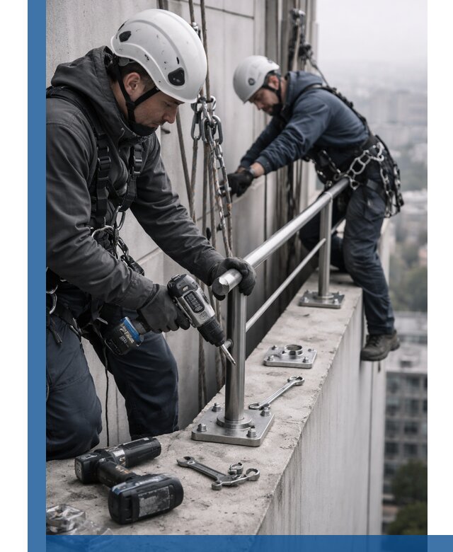 Монтаж перил на высоте в Ленинске-Кузнецком для жилых и промобъектов