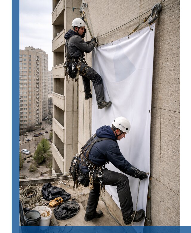 Профессиональный монтаж баннеров на фасаде в Ленинске-Кузнецком