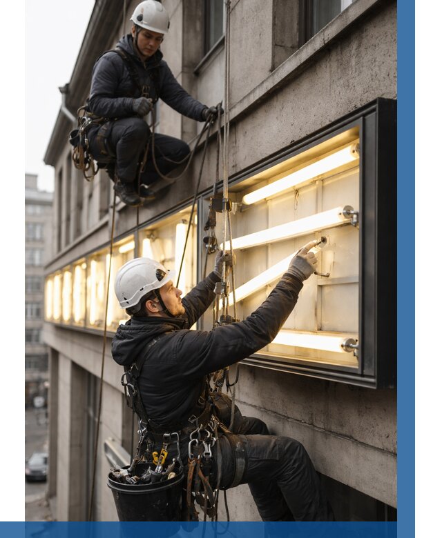 Замена ламп в вывеске в Ленинске-Кузнецком под ключ от 3577 р. | ВЫСОТНИК-Лнн