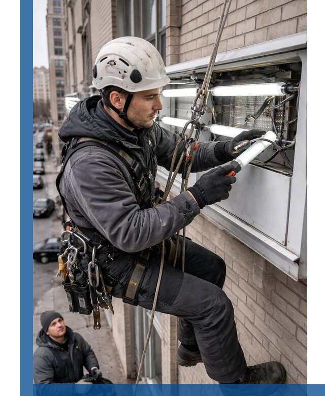 Профессиональная замена ламп в наружной вывеске в Ленинске-Кузнецком
