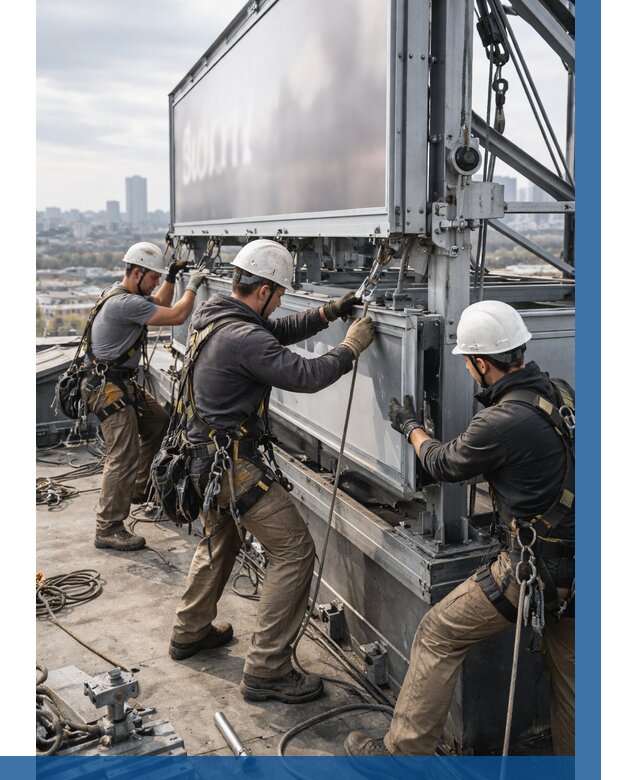 Монтаж крышной рекламной конструкции в Ленинске-Кузнецком от 61326 р.|ВЫСОТНИК-Лнн