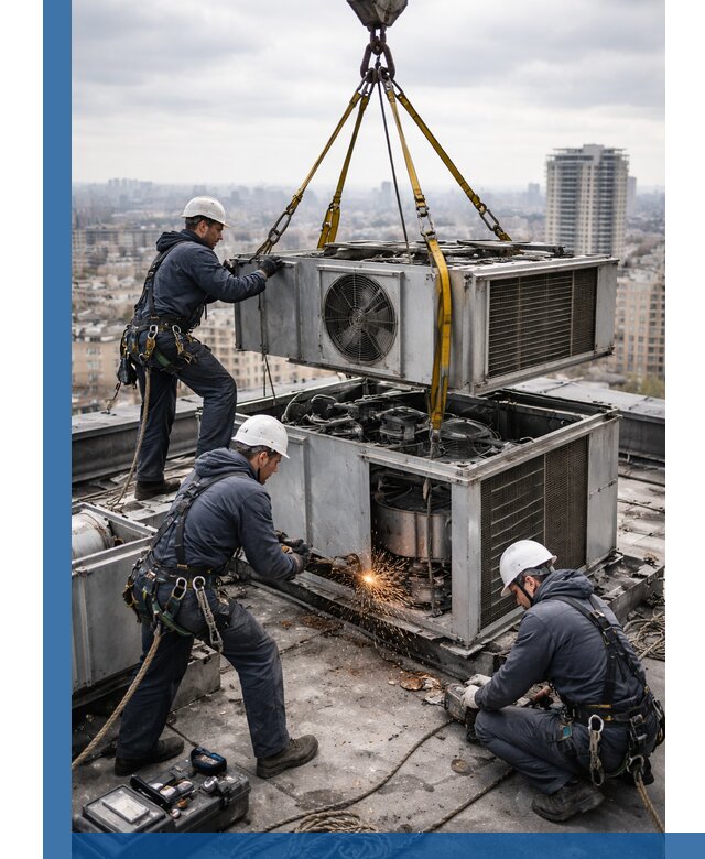 Демонтаж крышной установки в Ленинске-Кузнецком любой сложности