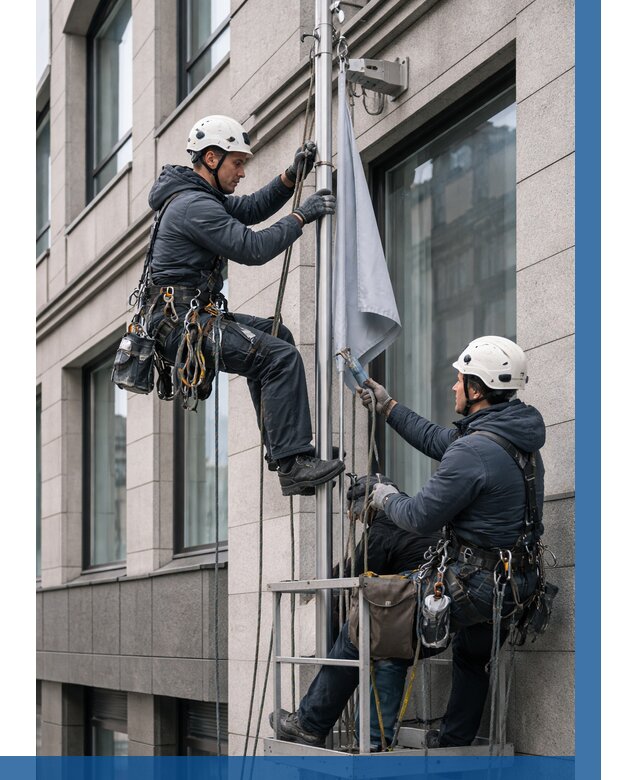 Установка флагов на фасаде в Ленинске-Кузнецком от 4599 р. | ВЫСОТНИК-Лнн